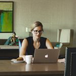 A woman uses her laptop to get started online